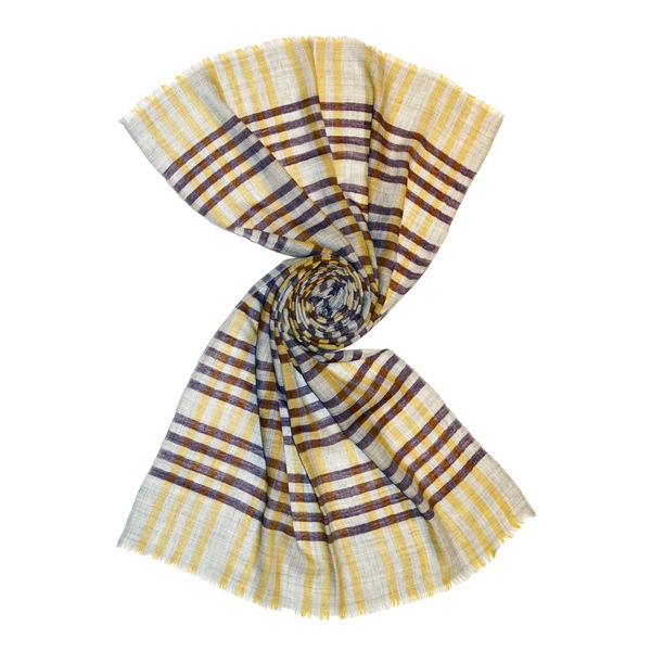 beige small check wool scarf