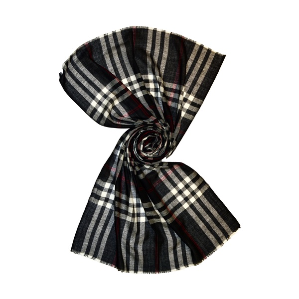 Big check wool scarf for men
