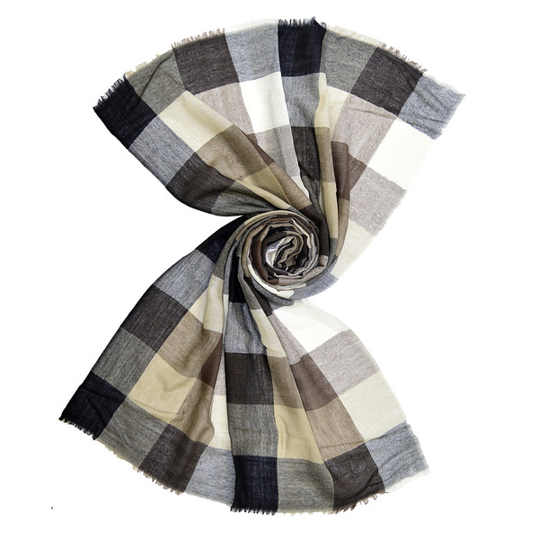 brown grey check wool scarf, buy wool scarf india online