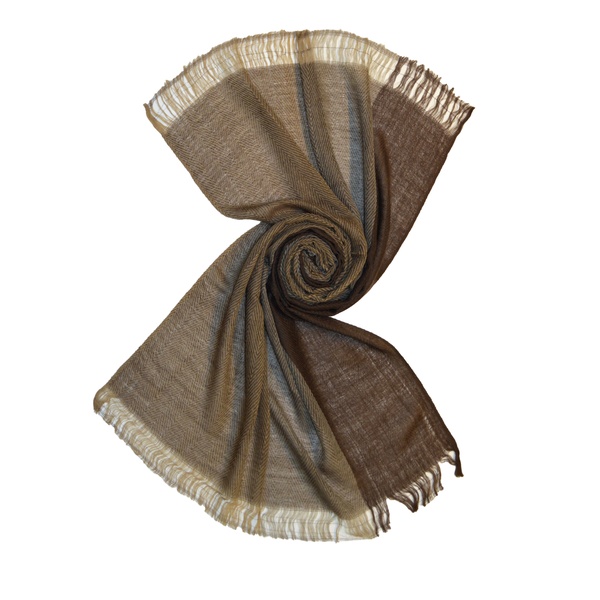 Brown herringbone wool scarf for men