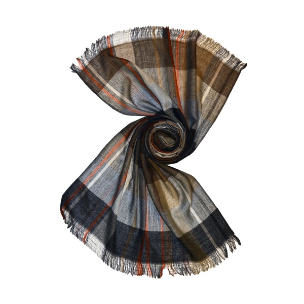 brown plaid wool scarf for men