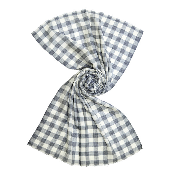 classic grey checkered wool scarf for men