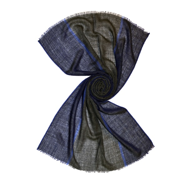 grey royal blue color blocked handloom wool scarf WPP 5886