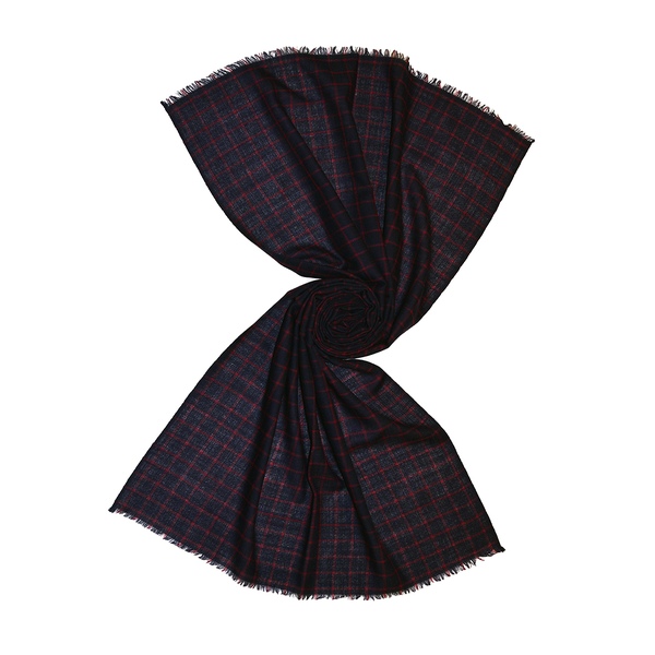 navy check wool scarf for men, buy from tri star overseas