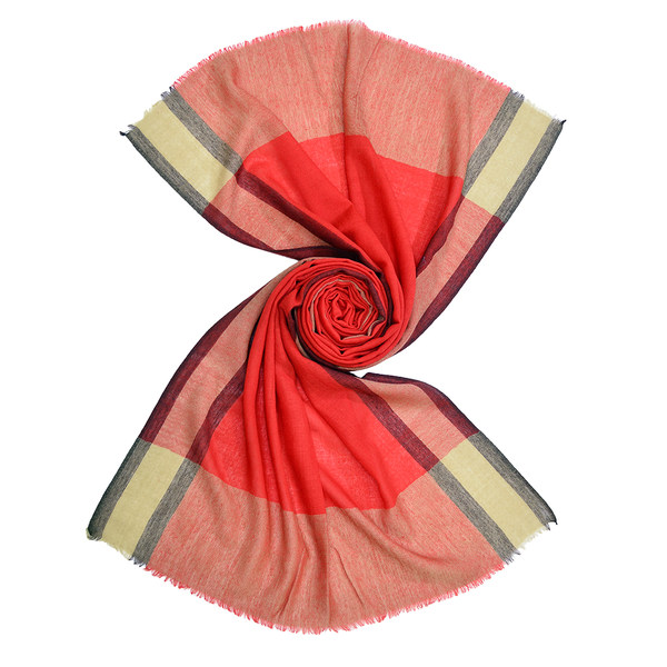 red wool scarf with vertical stripes for men