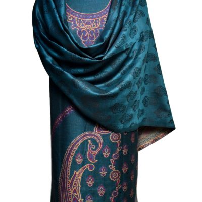 teal blue green kashmiri kani pashmina woolen suit made in Amritsar