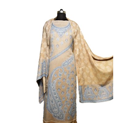Beige Kashmiri Kani with matching dupatta at wholesale price