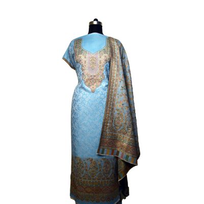 Blue Kashmiri Kani Pashmina with matching dupatta