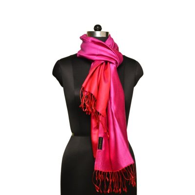 red pink satin silk stole scarf