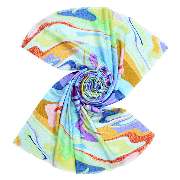 Buy customized digital print scarf with rainbow marble pattern direct from Tri Star Overseas