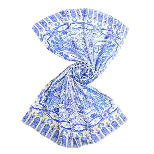 Blue paisley scarf made in india - Tri Star Overseas