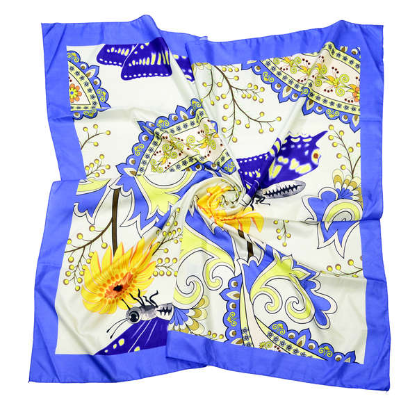 Blue Butterflies and Paisleys square scarf for women at wholesale prices - Tri Star Overseas
