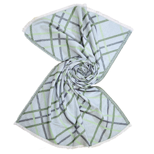 Pure cotton scarf with Green Intersecting lines, buy at wholesale prices direct from manufacturers