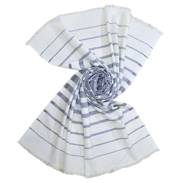 Black and White Giza Stripes unisex cotton scarf