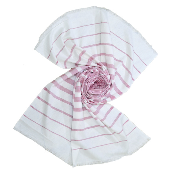 Red and White Giza Stripes unisex cotton scarf
