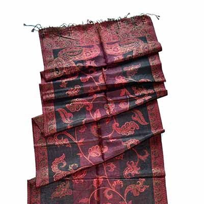 Black/Maroon silk scarf made in india
