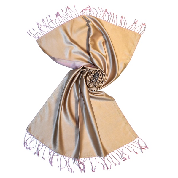 beige pink satin silk scarves from india