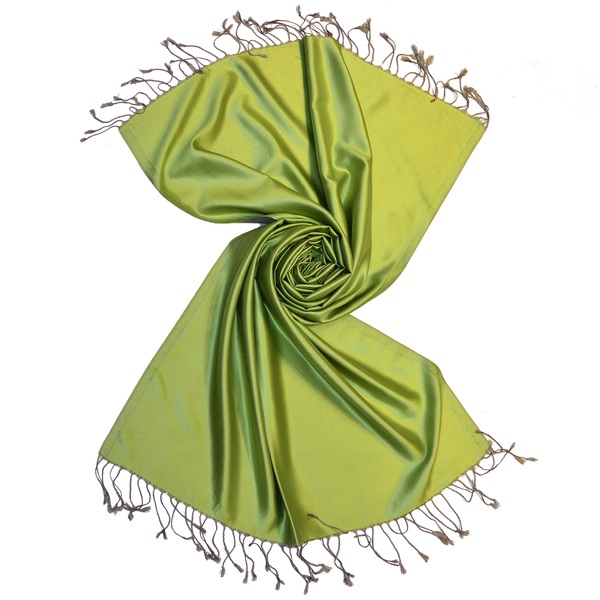 green beige reversible two color satin silk scarves from india