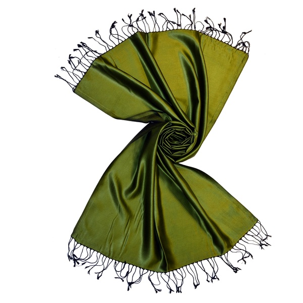 Green black two color satin silk scarves from india