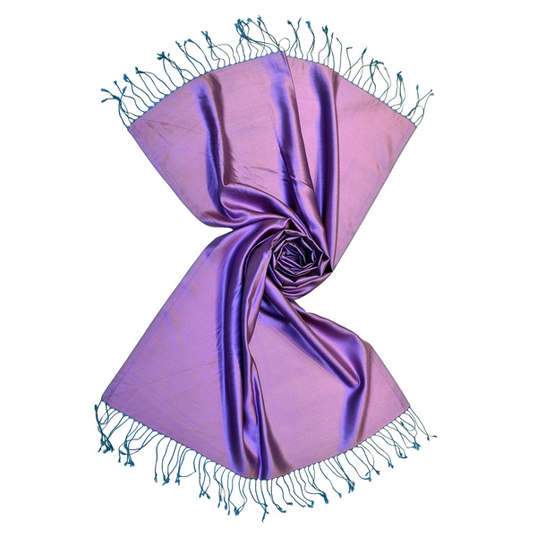 Lavender turquoise reversible color silk scarves from india