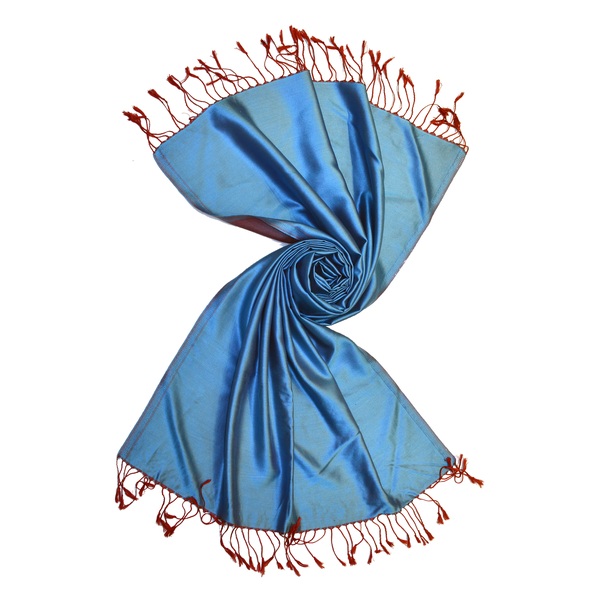 red blue two color satin silk scarves from india