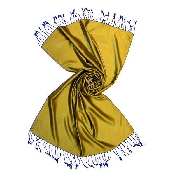 yellow turquoise silk scarf made in india