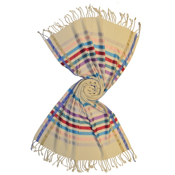 designer wool scarves with shiny silk stripes by scarf manufacturer in india