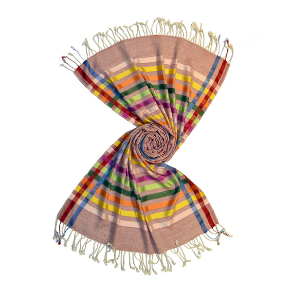 designer wool scarves with shiny silk stripes by scarf manufacturer in india